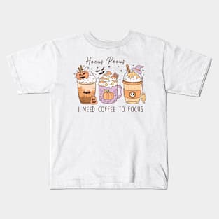 hocus pocus i need coffee to focus Kids T-Shirt